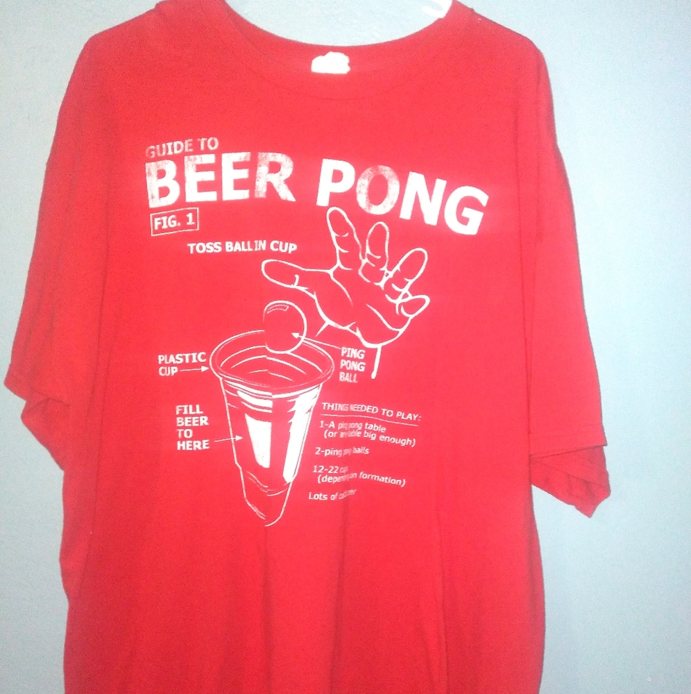 Red beer pong t shirt